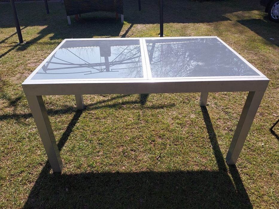 Stół ogrodowy aluminiowo szklany