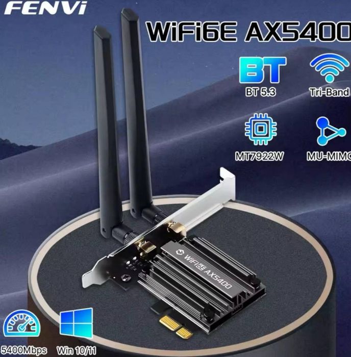 WIFI6 + Bluetooth 5.3 контролер AX5400 2.4G/5G/6Ghz PCIe адаптер Fenvi
