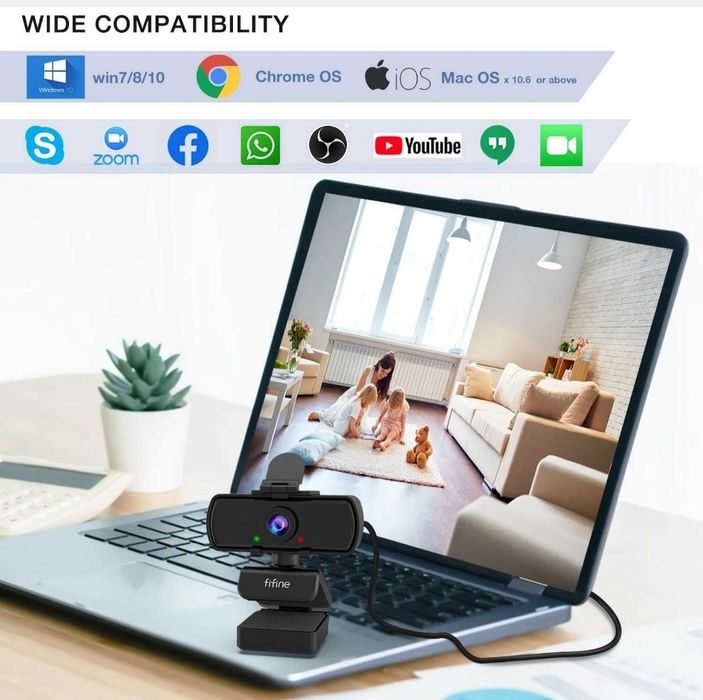 Веб Камера Fifine K420 для комп'ютера з мікрофоном і штативом триногою