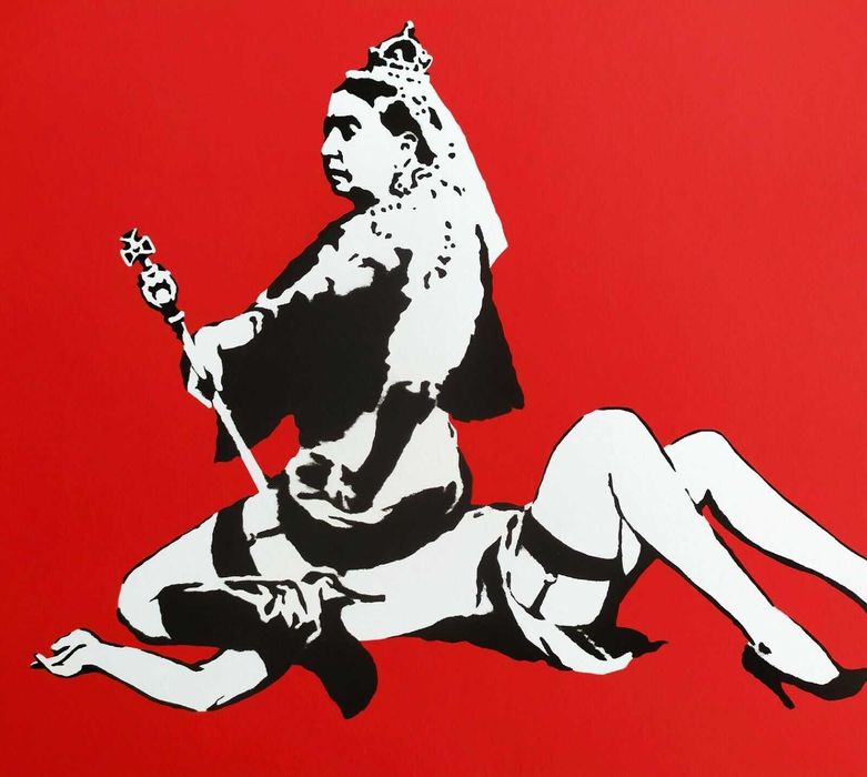 Banksy reprodukcja grafika Królowa Victoria certyfikat podpis