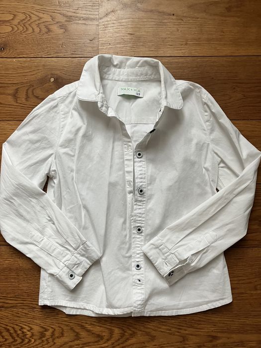 Biała koszula bluzka koszulowa 128 elegancka galowa