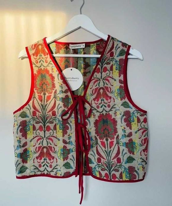 Kamizelka boho wzór etniczny bezrękawnik wiązana M