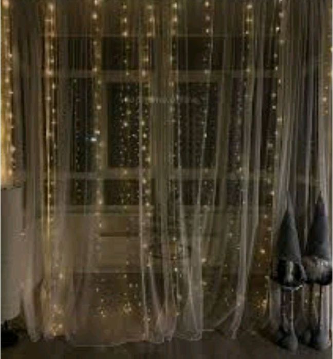 Гірлянда-штора 3х3 м Хвойна лапа світлодіодна 600 LED білий. Гирлянда