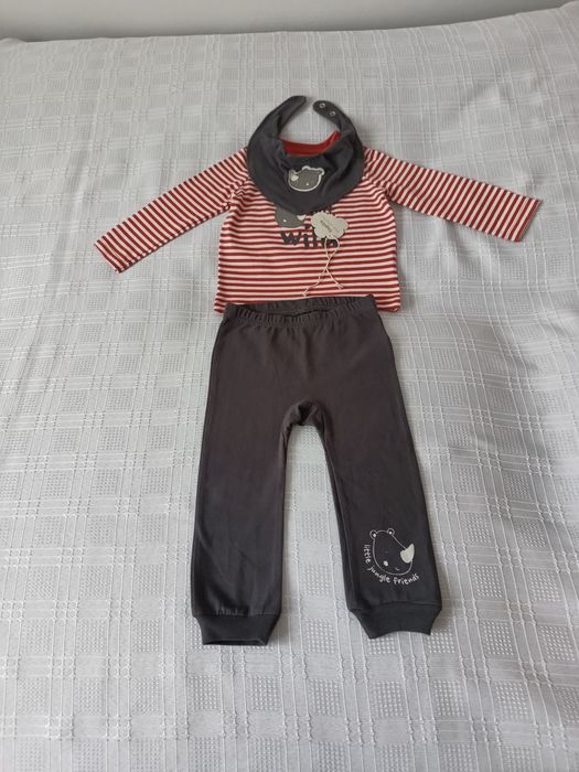 Komplet dziecięcy nowy, 74/80: bluzka, spodenki, szaliczek