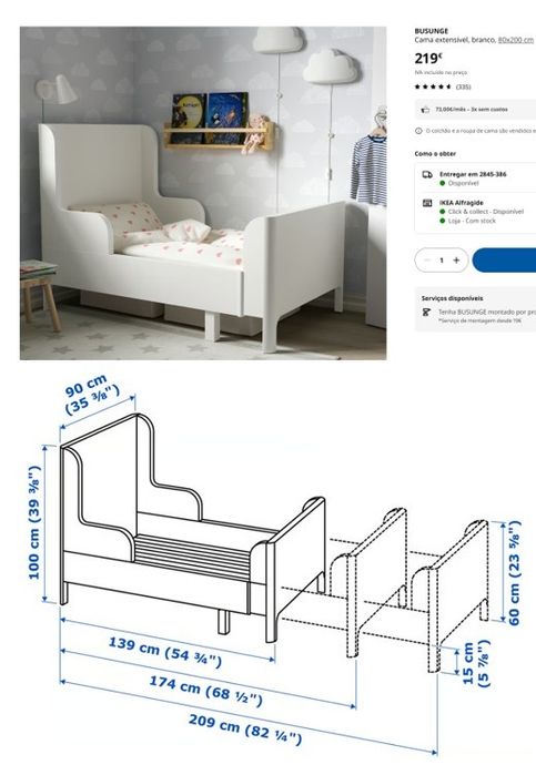 Cama de criança Ikea extensível