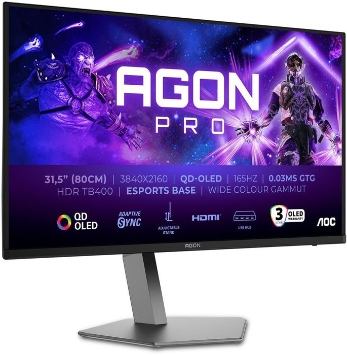 Monitor AOC AG326UD Gaming QD-OLED 31.5" 4K UHD 165Hz - Garantia