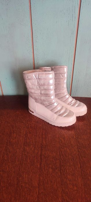 Buty damskie zimowe srebrne r38