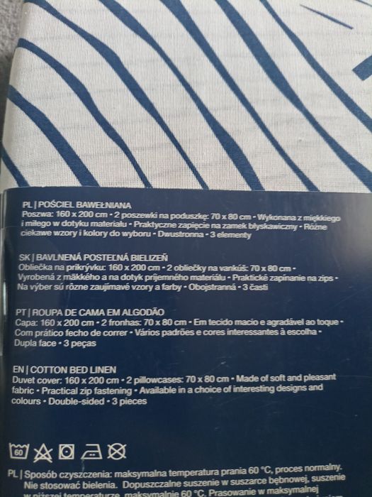 Biało granatowa pościel bawełna 100% Smukee komplet pościeli 160/200