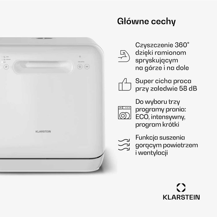 Mini zmywarka Klarstein wolnostojąca.