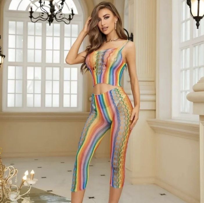 Bodystocking  komplet siateczkowy fishnet  bielizna nocna