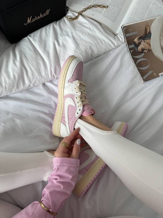 Nike Air Jordan 1 Low x Travis Scott Pink White Beige 36-41р