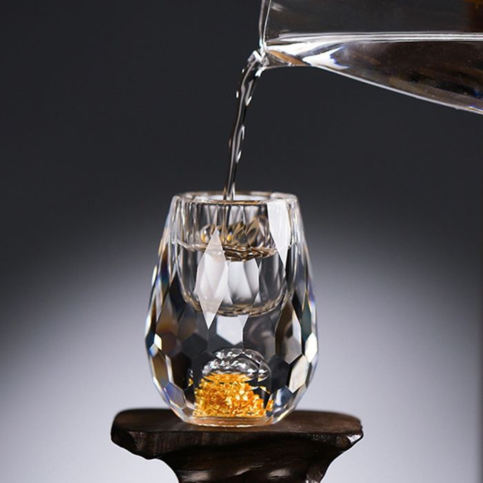 Luksusowe kieliszki szkło kryształowe złote 15ml wódka likier 6 szt