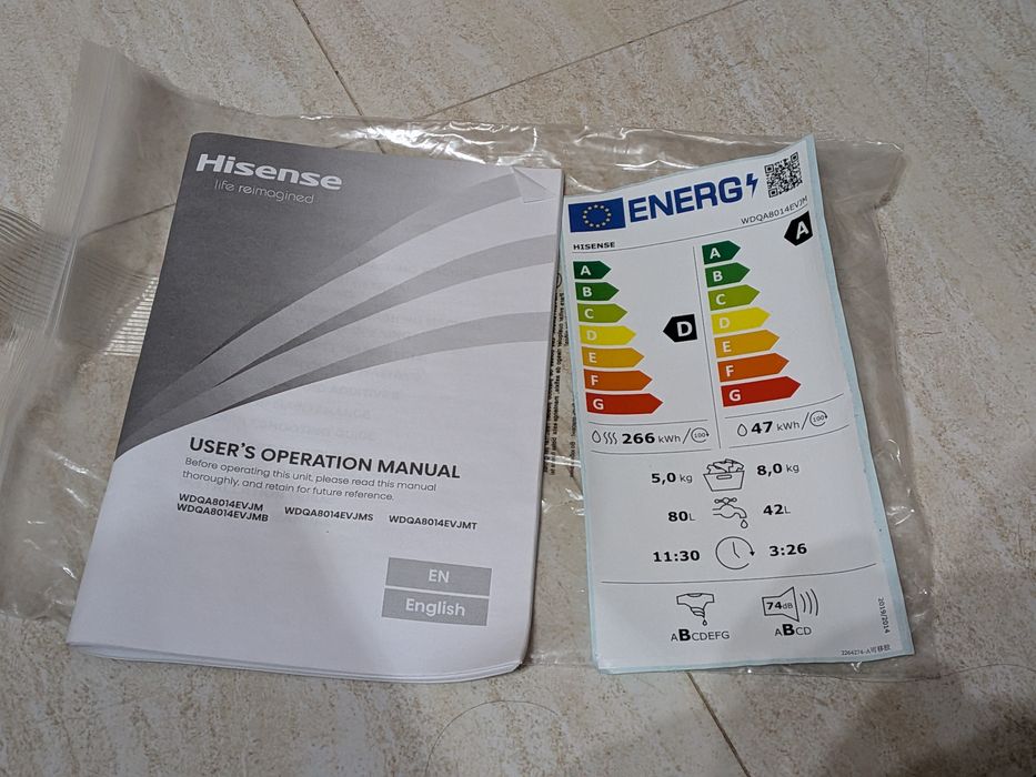 Máquina de lavar e secar Hisense