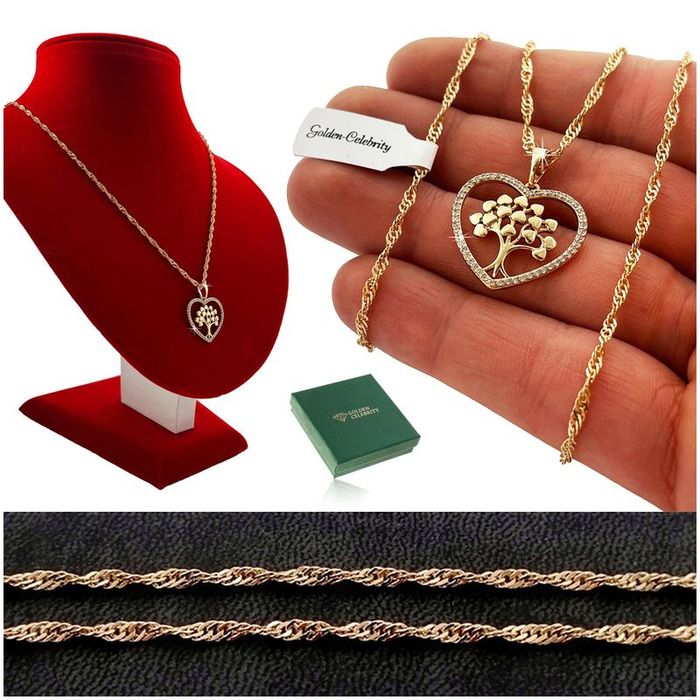 Złoty Łańcuszek Z Serduszkiem 18k Prezent Dla Niej, Dziewczyny, Kobiet