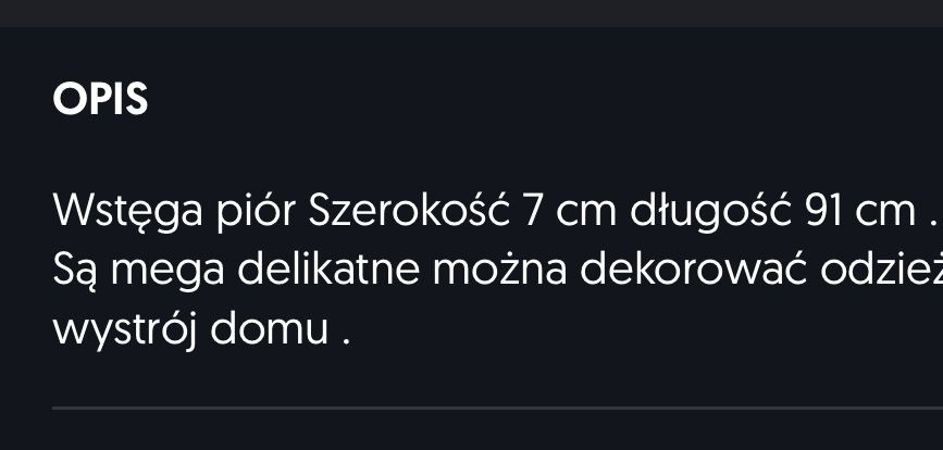 Pasmo z. piór kolor czarny