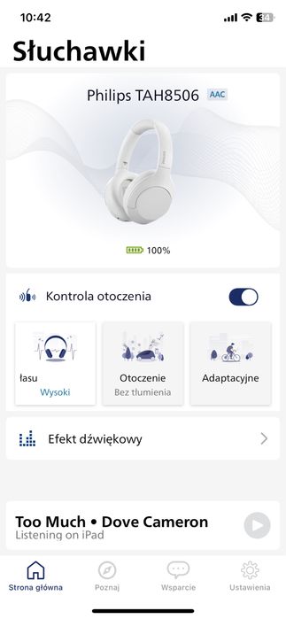 Słuchawki nauszne PHILIPS białe seria 8000 z redukcją szumów