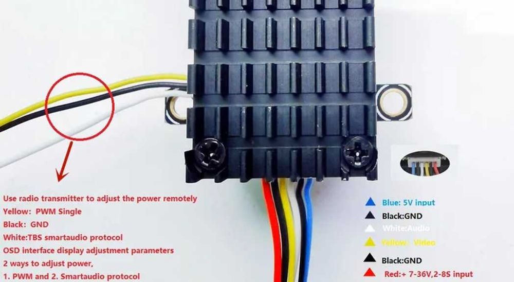 Видео передатчик 5.8G 24CH 2.0W + CADDX ANT Nano 1200TVL