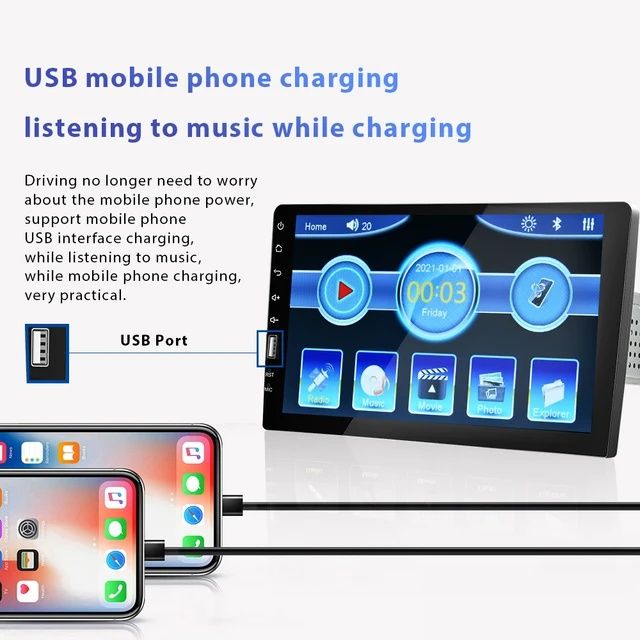 Rádio 1din de 9 polegadas  Bluetooth Microfone externo Mirrorlink NOVO
