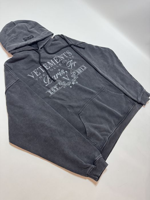 Худі Vetements Paris logo hoodie S M L XL Washed black