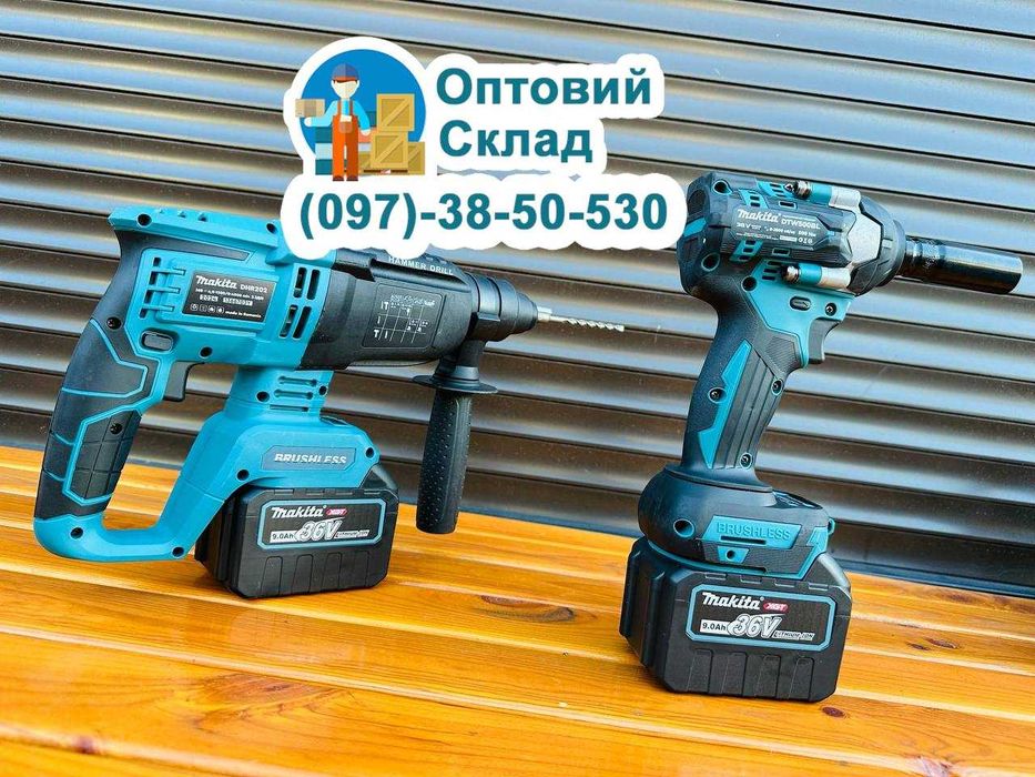 Набір 4в1 Makita Балгарка + Шуруповерт + Гайковерт + Перфоратор 36V-9A