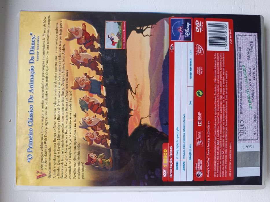 DVD Disney branca de neve e os sete anões