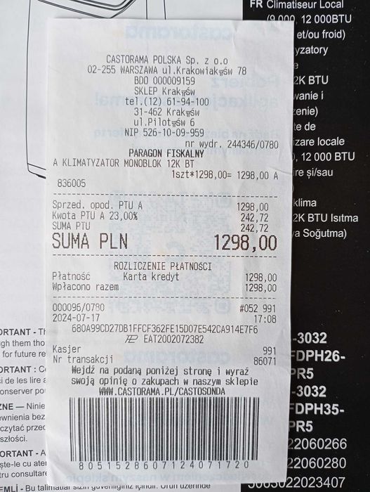 Klimatyzator monoblock GoodHome 12000 BTU