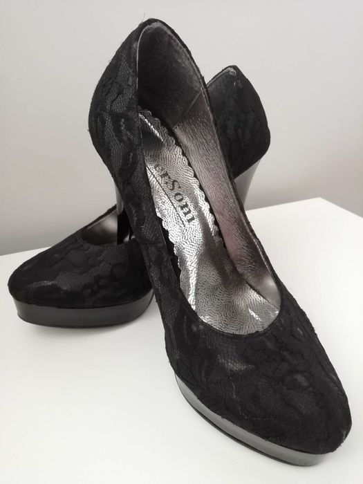 Buty czarne na wysokim obcasie rozmiar 37