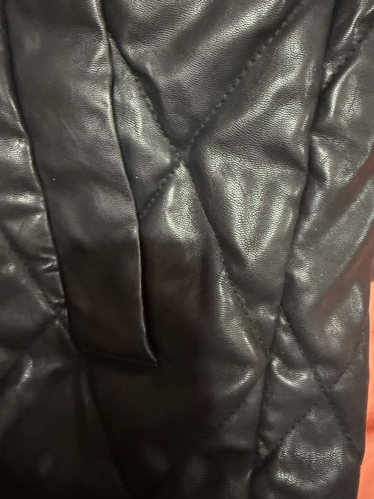 Пальто пуховик кожа