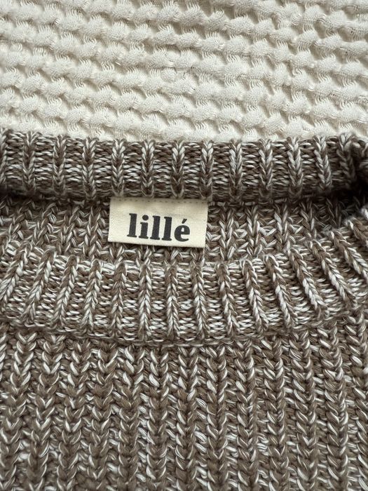 jak NOWY Lille Bawełniany Sweter  Melange Off White/Taupe 4/5 lat
