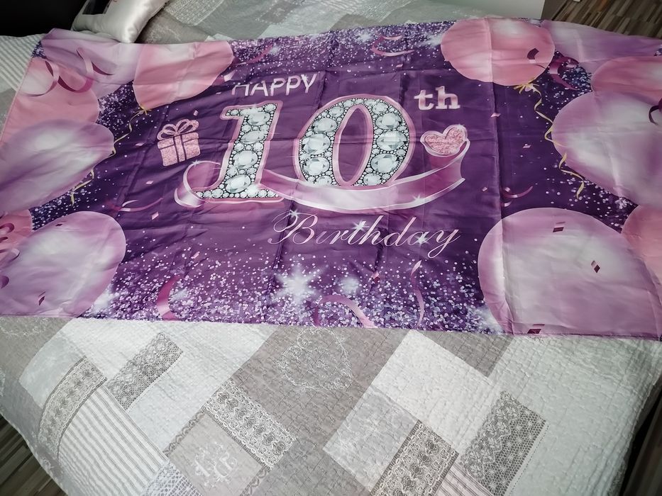 Baner na 10 urodziny fioletowo-rozowy