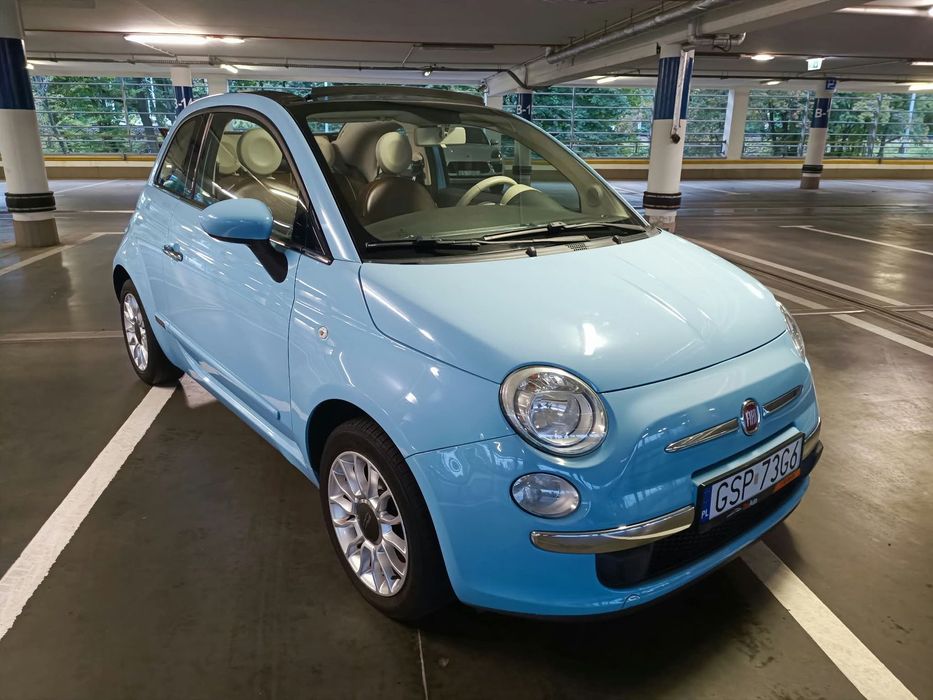 Fiat 500 Automat - cabrio - brązowe skóry - bezwypadkowy - stan BDB