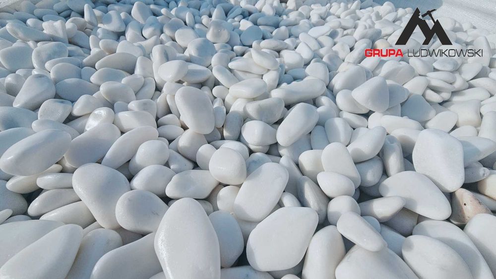 Otoczak Thassos biały marmur White Carrara śnieżnobiały ogrodowy