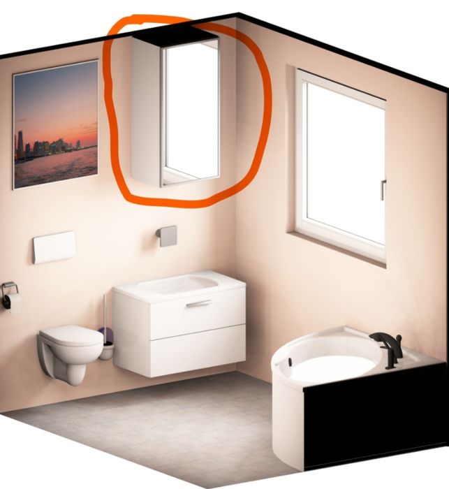 Szafka wisząca łazienkowa z lustrzanym frontem