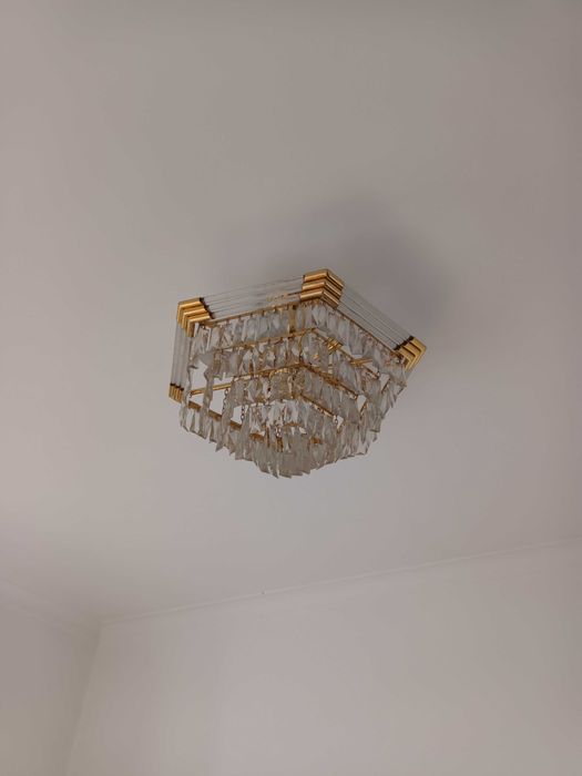 Candeeiro Vintage de teto com pedras cristalinas