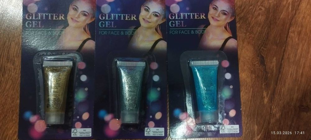 Zestaw 3 brokatów do ciała i twarzy