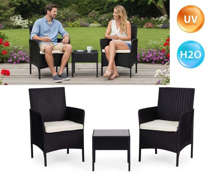 MEBLE OGRODOWE Caffee ESPRESSO 2 - stolik + 2xfotel - Wielosezonowe