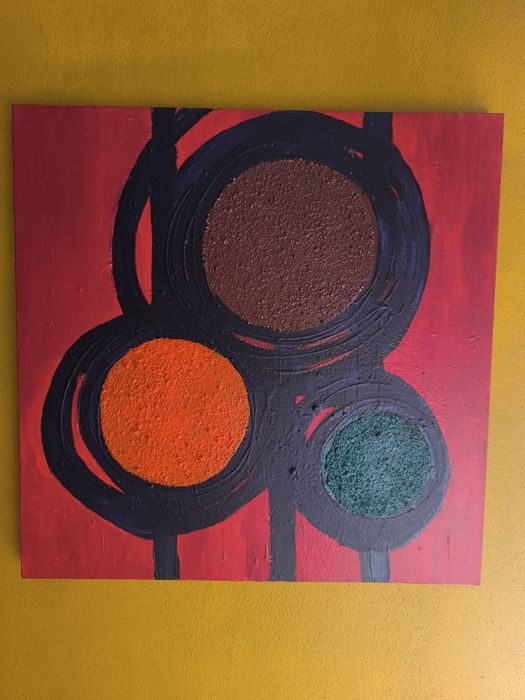 Quadro "Family of three" pintado a acrílico