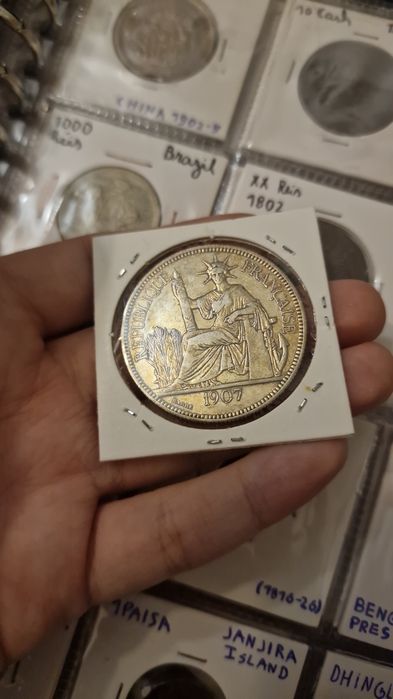 1 Piastre Indochina em prata 1907