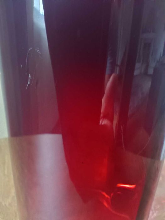 Wazon PRL Tarnowiec Jerzy Słuczan-Orkusz rubinowy 24 cm szkło artystyczne