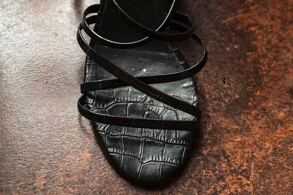 Sandały Stockholm Design Group skórzane obcas boho chunky 39