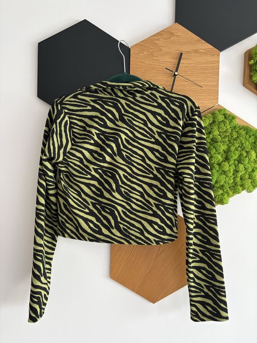 Top zara S zwierzęcy print zielono czarny