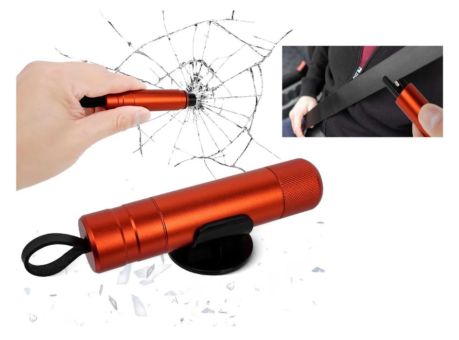 Młotek Bezpieczeństwa Nożyk do Pasów Wybijak Szyb 2w1