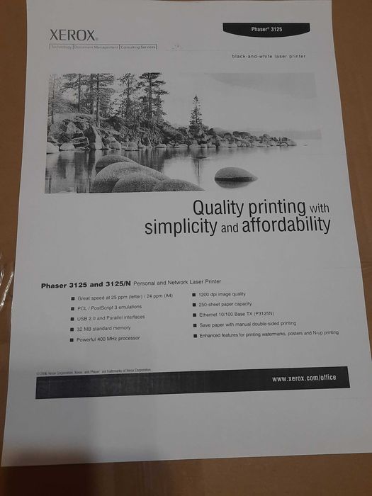 Надійний мережевий принтер Xerox Phaser 3125