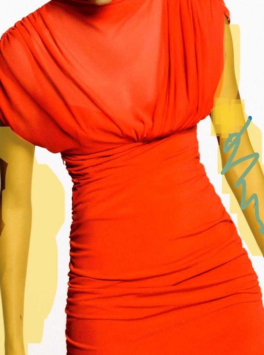 Czerwona sukienka z siateczką i marszczeniem Zara nowa