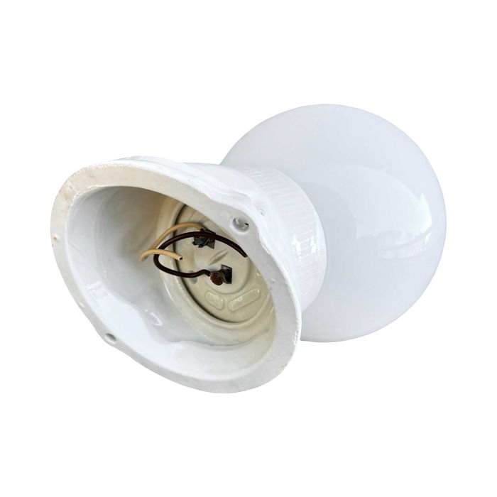 Kinkiet biały, industrialny Lindner, Niemcy, lata 60.