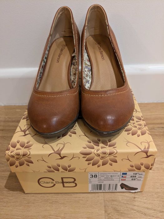 buty clara barson, obcas, brązowe