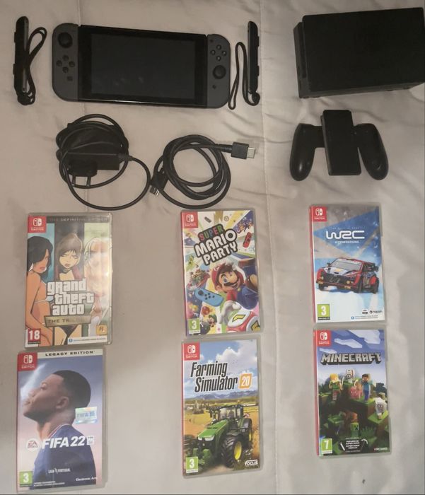 Nintendo Switch + 6 Jogos + Pro Controller + Caixa- como nova