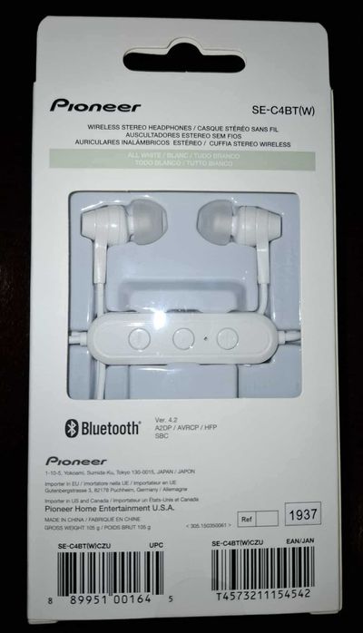 Słuchawki bezprzewodowe dokanałowe Pioneer SE-C4BT