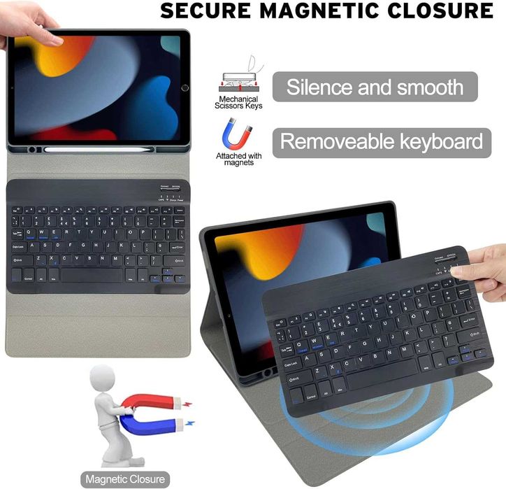 Zabatoco etui z klawiaturą Bluetooth do iPad 9/8/7, Air 3, Pro 10.5