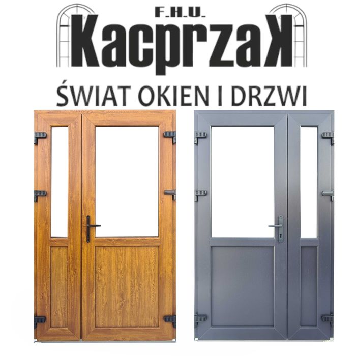 DRZWI Kacprzak 125x210 Drzwi ZEWNĘTRZNE PCV Złoty dąb Prawe Lider OLX